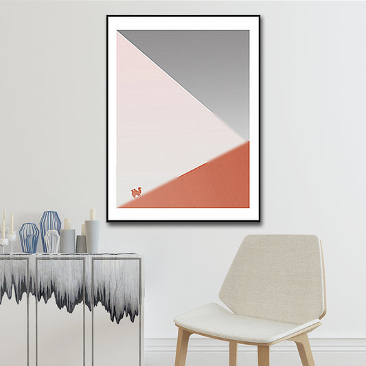 Camel and Geometric Wall Art Pink Canvas Painting Textured for Living Room, Multiple Sizes Available Pink Clearhalo 'Art Gallery' 'Canvas Art' 'Contemporary Art Gallery' 'Contemporary Art' 'Minimalism' 'Minimalist Art Gallery' 'Scandinavian' Arts' 1655408