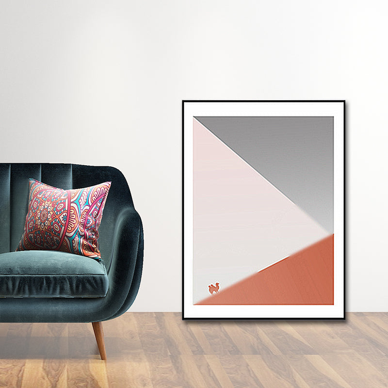 Camel and Geometric Wall Art Pink Canvas Painting Textured for Living Room, Multiple Sizes Available Clearhalo 'Art Gallery' 'Canvas Art' 'Contemporary Art Gallery' 'Contemporary Art' 'Minimalism' 'Minimalist Art Gallery' 'Scandinavian' Arts' 1655409
