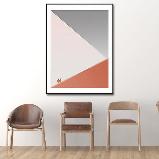 Camel and Geometric Wall Art Pink Canvas Painting Textured for Living Room, Multiple Sizes Available Clearhalo 'Art Gallery' 'Canvas Art' 'Contemporary Art Gallery' 'Contemporary Art' 'Minimalism' 'Minimalist Art Gallery' 'Scandinavian' Arts' 1655410