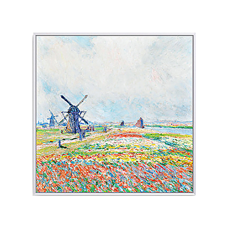 Poppy Field Monet Painting Farmhouse Poetic Landscape Canvas Wall Art in Green-Purple Clearhalo 'Art Gallery' 'Canvas Art' 'Country Art Gallery' 'French Country' 'Rustic' Arts' 1655446