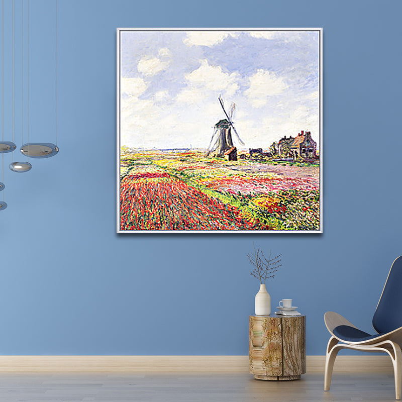Poppy Field Monet Painting Farmhouse Poetic Landscape Canvas Wall Art in Green-Purple Green Design 3 Clearhalo 'Art Gallery' 'Canvas Art' 'Country Art Gallery' 'French Country' 'Rustic' Arts' 1655454