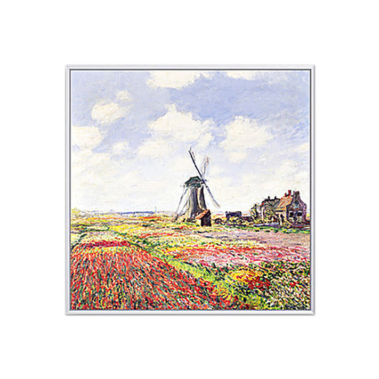 Poppy Field Monet Painting Farmhouse Poetic Landscape Canvas Wall Art in Green-Purple Clearhalo 'Art Gallery' 'Canvas Art' 'Country Art Gallery' 'French Country' 'Rustic' Arts' 1655457
