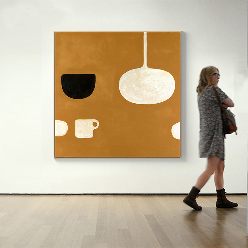 Cups and Lamp Canvas Print Pastel Color Childrens Art Wall Decor for Kids Bedroom Yellow Clearhalo 'Art Gallery' 'Canvas Art' 'Kids' Arts' 1655484