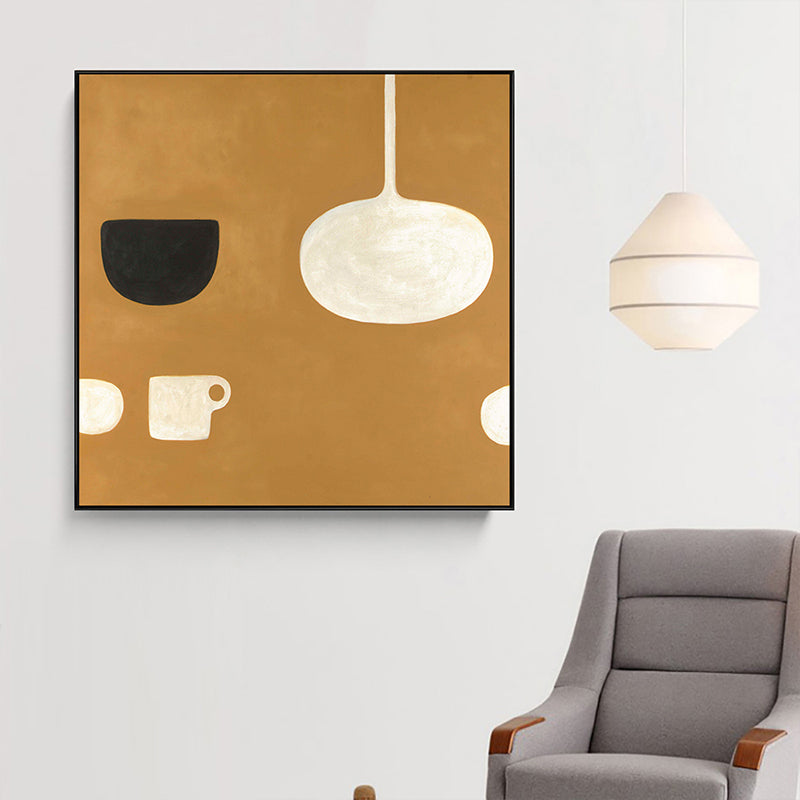 Cups and Lamp Canvas Print Pastel Color Childrens Art Wall Decor for Kids Bedroom Clearhalo 'Art Gallery' 'Canvas Art' 'Kids' Arts' 1655485