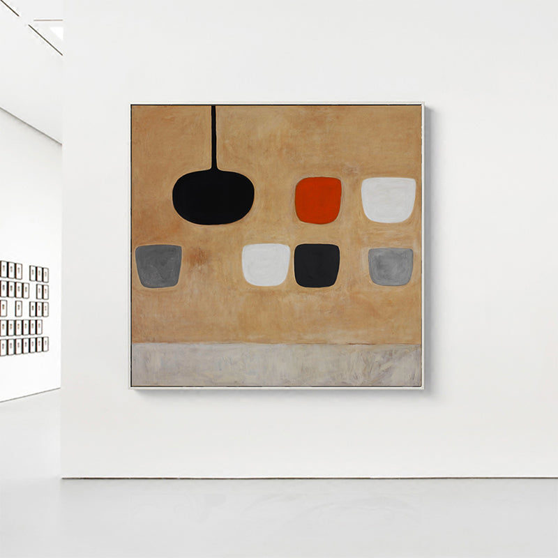 Cups and Lamp Canvas Print Pastel Color Childrens Art Wall Decor for Kids Bedroom Brown Clearhalo 'Art Gallery' 'Canvas Art' 'Kids' Arts' 1655491