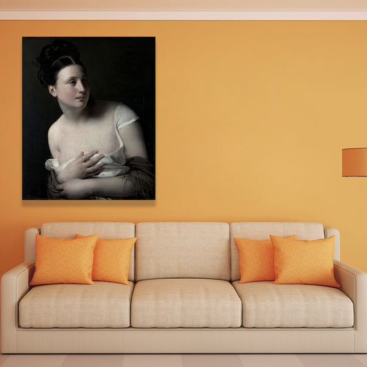 Young Girl Portrait Wall Art for Living Room Figure Painting Canvas Print in Dark Color Clearhalo 'Arts' 'Canvas Art' 1655500