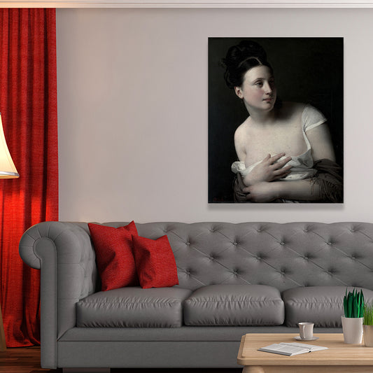 Young Girl Portrait Wall Art for Living Room Figure Painting Canvas Print in Dark Color Clearhalo 'Arts' 'Canvas Art' 1655501