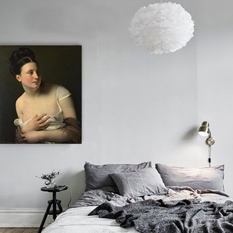 Young Girl Portrait Wall Art for Living Room Figure Painting Canvas Print in Dark Color Clearhalo 'Arts' 'Canvas Art' 1655507