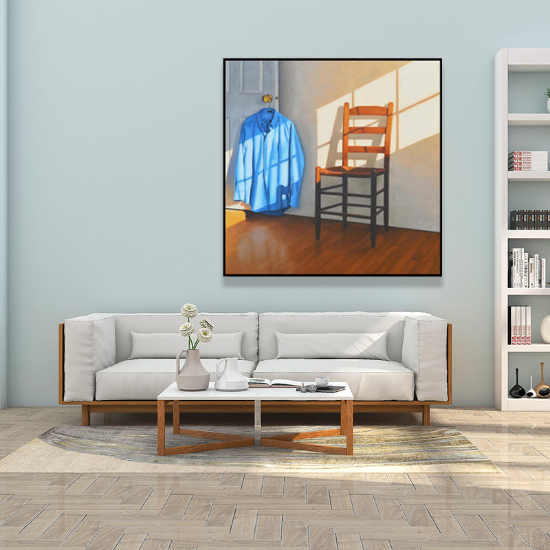 Dark Color Wooden Furniture Canvas Nordic Textured Squared Wall Decor for Restaurant Clearhalo 'Arts' 'Canvas Art' 1655512