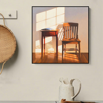 Dark Color Wooden Furniture Canvas Nordic Textured Squared Wall Decor for Restaurant Brown Clearhalo 'Arts' 'Canvas Art' 1655516