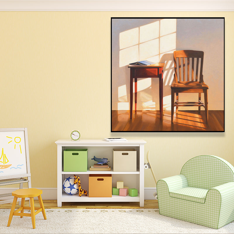 Dark Color Wooden Furniture Canvas Nordic Textured Squared Wall Decor for Restaurant Clearhalo 'Arts' 'Canvas Art' 1655518