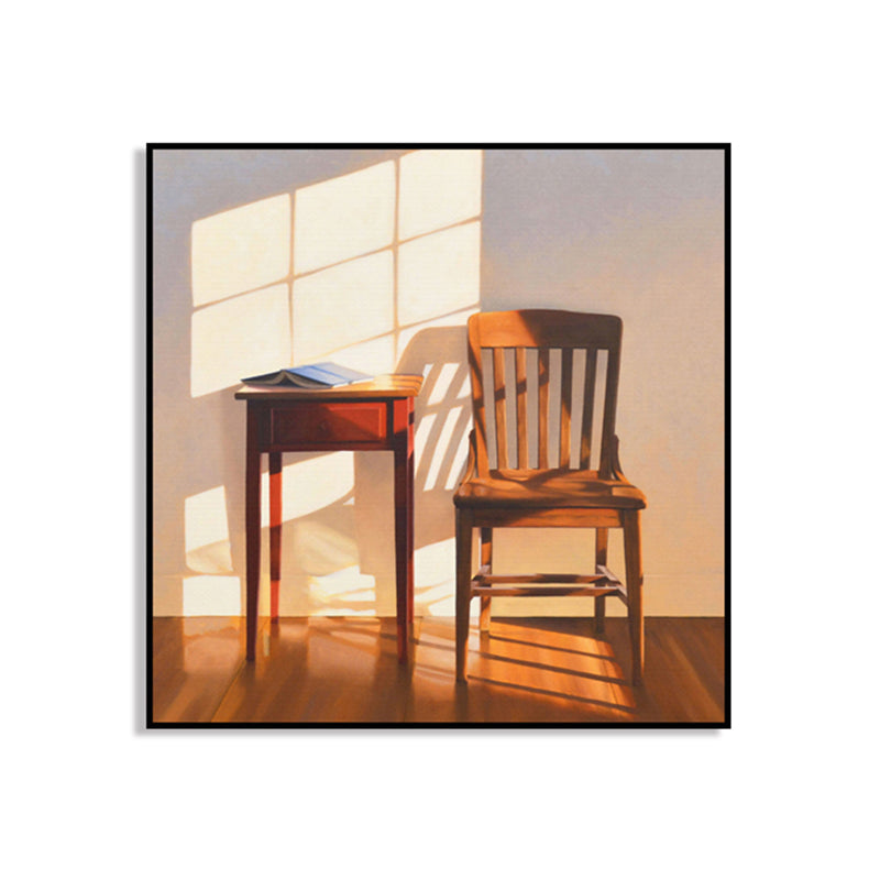 Dark Color Wooden Furniture Canvas Nordic Textured Squared Wall Decor for Restaurant Clearhalo 'Arts' 'Canvas Art' 1655519