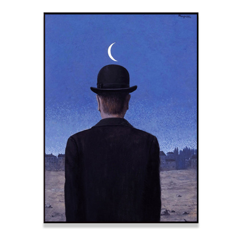 Surrealism Canvas Art Dark Color Magritte Figure Back Painting Wall Decor for Bedroom Clearhalo 'Art Gallery' 'Canvas Art' 'Contemporary Art Gallery' 'Modern' Arts' 1655530