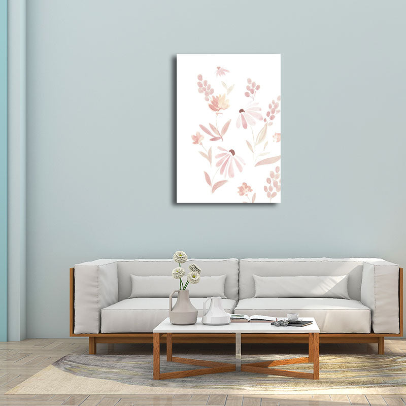 Pink Flower Blossom Wall Decor Textured Surface Canvas Wall Art for Girls Bedroom Clearhalo 'Art Gallery' 'Canvas Art' 'Country Art Gallery' 'French Country' 'Rustic' Arts' 1655547