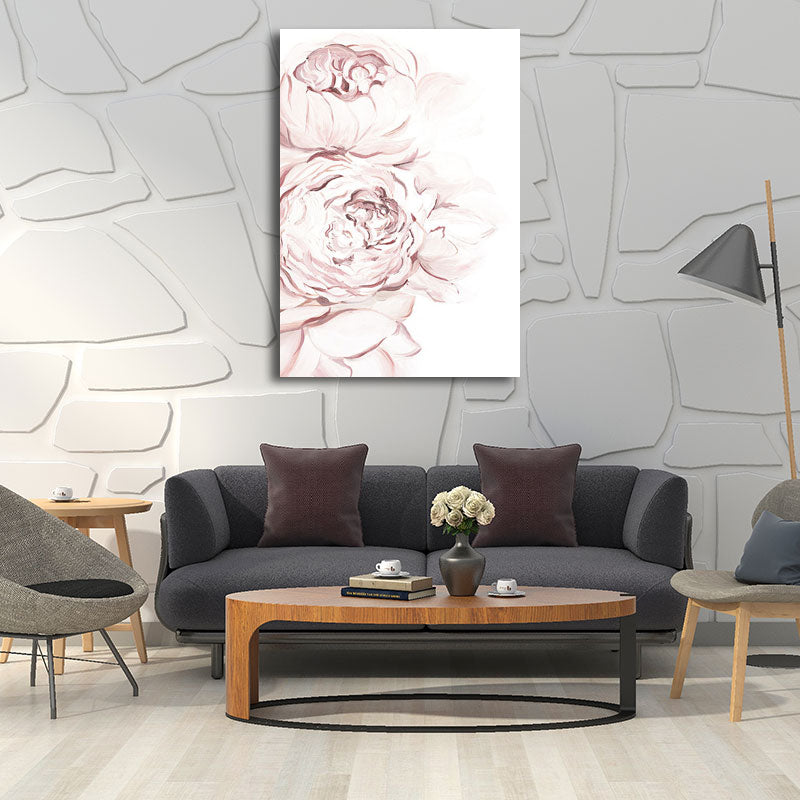 Pink Flower Blossom Wall Decor Textured Surface Canvas Wall Art for Girls Bedroom Clearhalo 'Art Gallery' 'Canvas Art' 'Country Art Gallery' 'French Country' 'Rustic' Arts' 1655553