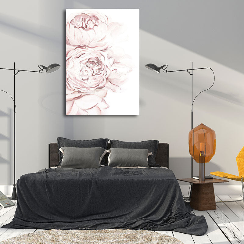 Pink Flower Blossom Wall Decor Textured Surface Canvas Wall Art for Girls Bedroom Clearhalo 'Art Gallery' 'Canvas Art' 'Country Art Gallery' 'French Country' 'Rustic' Arts' 1655554