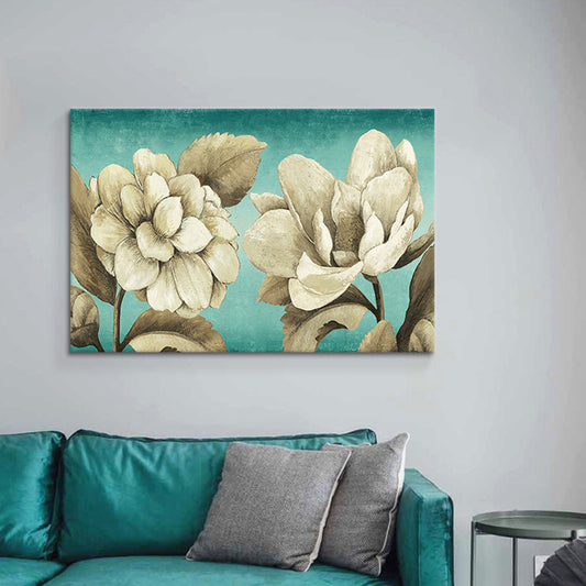 Textured Flowers Painting Art Print Traditional Canvas Wall Decor in White for Room White Clearhalo 'Art Gallery' 'Canvas Art' 'Traditional' Arts' 1655581