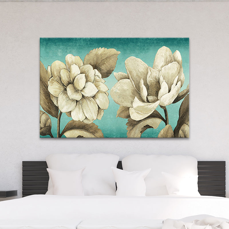 Textured Flowers Painting Art Print Traditional Canvas Wall Decor in White for Room Clearhalo 'Art Gallery' 'Canvas Art' 'Traditional' Arts' 1655582