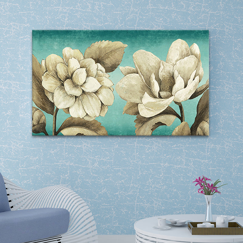 Textured Flowers Painting Art Print Traditional Canvas Wall Decor in White for Room Clearhalo 'Art Gallery' 'Canvas Art' 'Traditional' Arts' 1655583