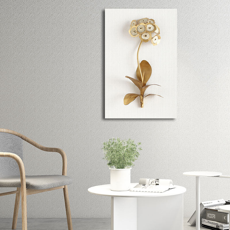 Gold Blossom Art Print Flower Nordic Style Textured Surface Canvas for Girls Bedroom Clearhalo 'Arts' 'Canvas Art' 1655600