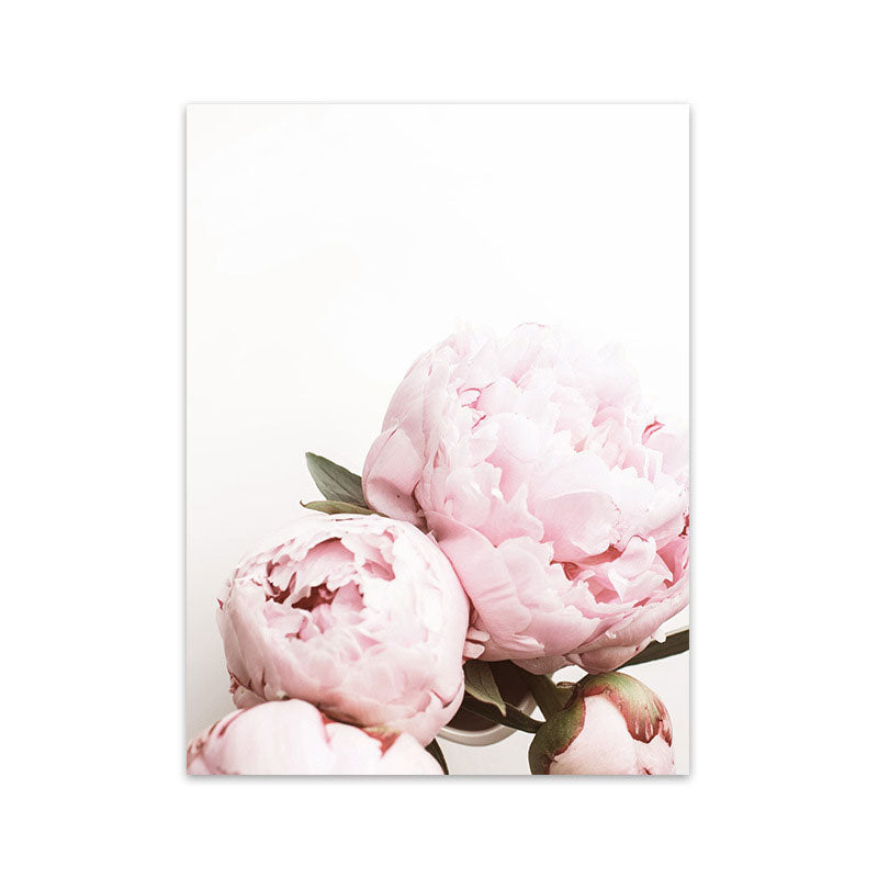 Pink Blossoming Peony Wall Art Flower Nordic Textured Canvas Print for Girls Bedroom Clearhalo 'Arts' 'Canvas Art' 1655617