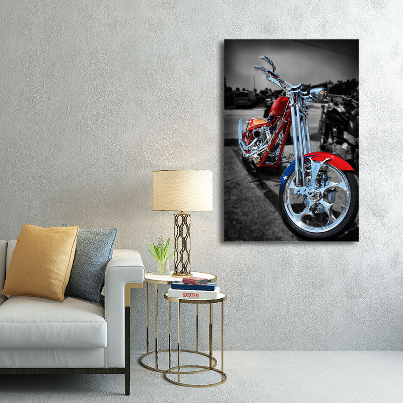 Red Motorbike Wall Art Decor Traffic Contemporary Textured Canvas for Boys Bedroom Red Clearhalo 'Art Gallery' 'Canvas Art' 'Contemporary Art Gallery' 'Modern' Arts' 1655671