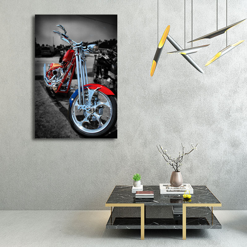 Red Motorbike Wall Art Decor Traffic Contemporary Textured Canvas for Boys Bedroom Clearhalo 'Art Gallery' 'Canvas Art' 'Contemporary Art Gallery' 'Modern' Arts' 1655672