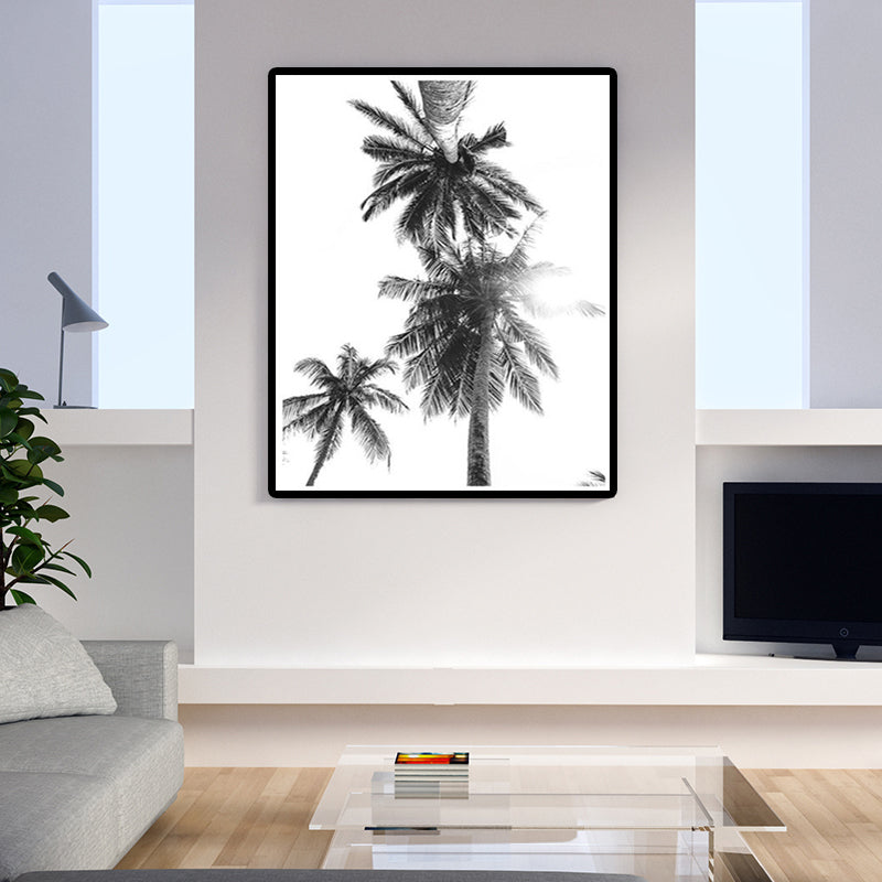 Coconut Tree Painting Gray Canvas Wall Art Decor Textured, Multiple Sizes Options Clearhalo 'Art Gallery' 'Canvas Art' 'Coastal Art Gallery' 'Nautical' Arts' 1655689