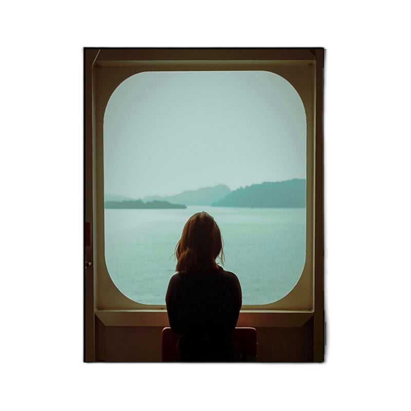 Black Contemporary Canvas Print Back View of Girl Standing Near Window Wall Decor for Bedroom Clearhalo 'Art Gallery' 'Canvas Art' 'Contemporary Art Gallery' 'Modern' Arts' 1655703