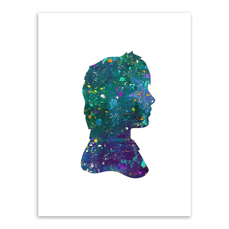 Textured Blue Wall Art Minimalism Figure Side Face Watercolor Canvas Print for Living Room Clearhalo 'Art Gallery' 'Canvas Art' 'Contemporary Art Gallery' 'Contemporary Art' 'Minimalism' 'Minimalist Art Gallery' 'Scandinavian' Arts' 1655710