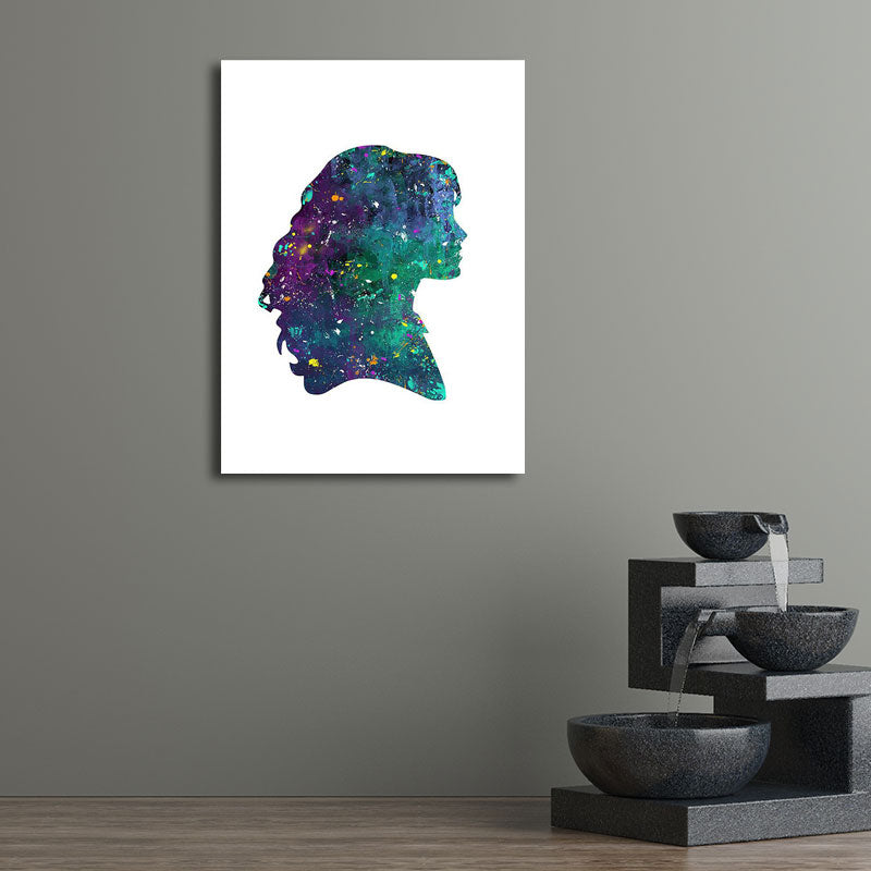 Textured Blue Wall Art Minimalism Figure Side Face Watercolor Canvas Print for Living Room Blue Design 2 Clearhalo 'Art Gallery' 'Canvas Art' 'Contemporary Art Gallery' 'Contemporary Art' 'Minimalism' 'Minimalist Art Gallery' 'Scandinavian' Arts' 1655714