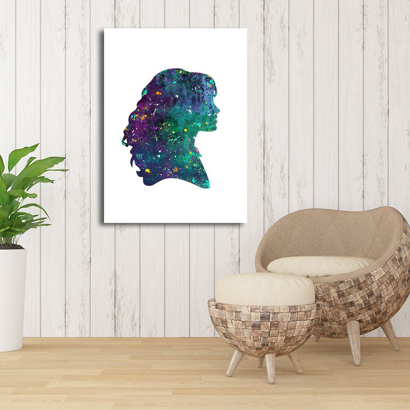 Textured Blue Wall Art Minimalism Figure Side Face Watercolor Canvas Print for Living Room Clearhalo 'Art Gallery' 'Canvas Art' 'Contemporary Art Gallery' 'Contemporary Art' 'Minimalism' 'Minimalist Art Gallery' 'Scandinavian' Arts' 1655716