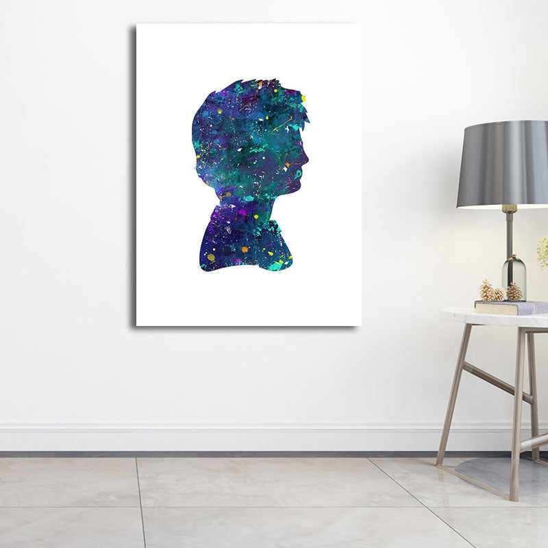 Textured Blue Wall Art Minimalism Figure Side Face Watercolor Canvas Print for Living Room Blue Design 3 Clearhalo 'Art Gallery' 'Canvas Art' 'Contemporary Art Gallery' 'Contemporary Art' 'Minimalism' 'Minimalist Art Gallery' 'Scandinavian' Arts' 1655718