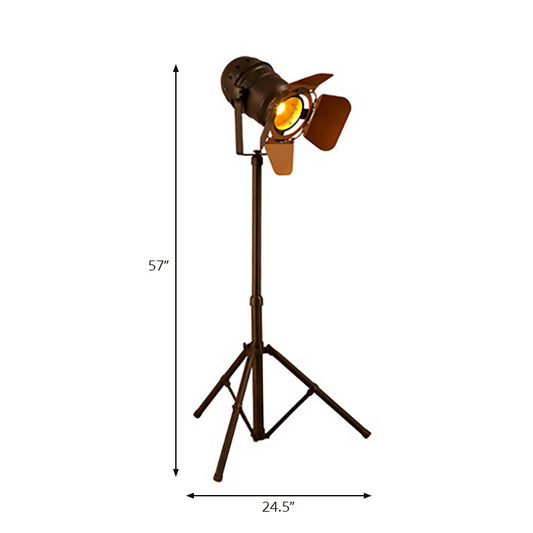 Antique Stylish Tripod Standing Floor Lamp 1/2-Light Metallic Rotatable Floor Light in Dark Rust for Living Room Clearhalo 'Floor Lamps' 'Lamps' Lighting' 165571