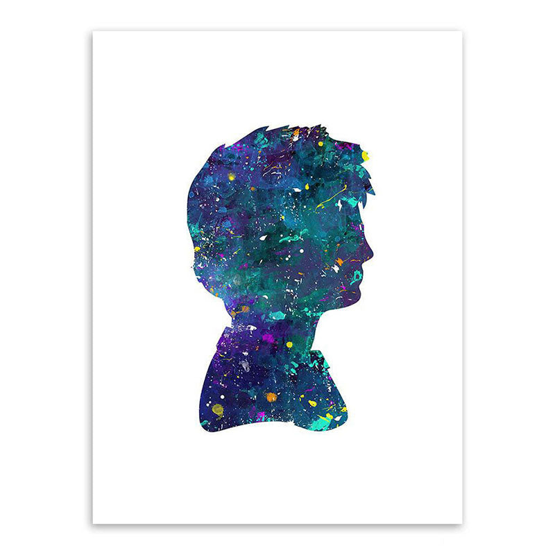 Textured Blue Wall Art Minimalism Figure Side Face Watercolor Canvas Print for Living Room Clearhalo 'Art Gallery' 'Canvas Art' 'Contemporary Art Gallery' 'Contemporary Art' 'Minimalism' 'Minimalist Art Gallery' 'Scandinavian' Arts' 1655721