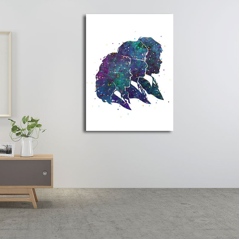 Textured Blue Wall Art Minimalism Figure Side Face Watercolor Canvas Print for Living Room Blue Design 4 Clearhalo 'Art Gallery' 'Canvas Art' 'Contemporary Art Gallery' 'Contemporary Art' 'Minimalism' 'Minimalist Art Gallery' 'Scandinavian' Arts' 1655722