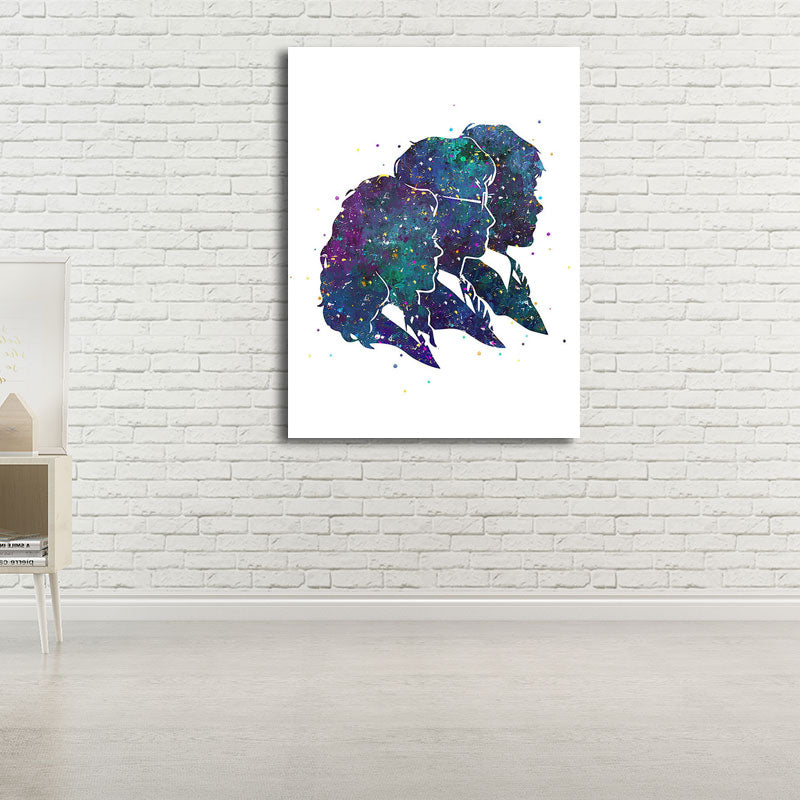 Textured Blue Wall Art Minimalism Figure Side Face Watercolor Canvas Print for Living Room Clearhalo 'Art Gallery' 'Canvas Art' 'Contemporary Art Gallery' 'Contemporary Art' 'Minimalism' 'Minimalist Art Gallery' 'Scandinavian' Arts' 1655723