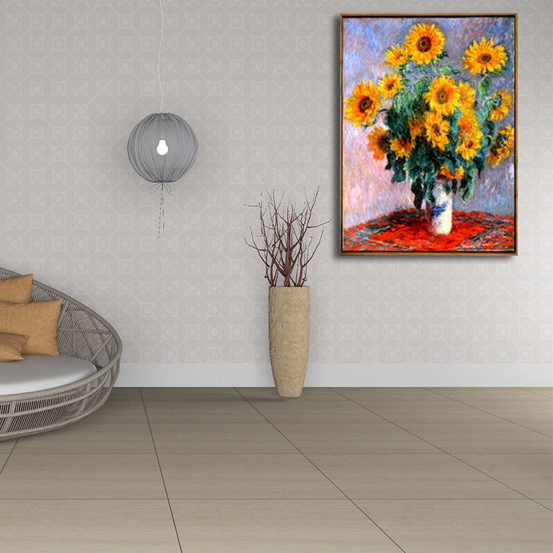 Yellow Sunflower Vase Painting Still Life Traditional Textured Canvas Wall Art for Bedroom Clearhalo 'Art Gallery' 'Canvas Art' 'Traditional' Arts' 1655747