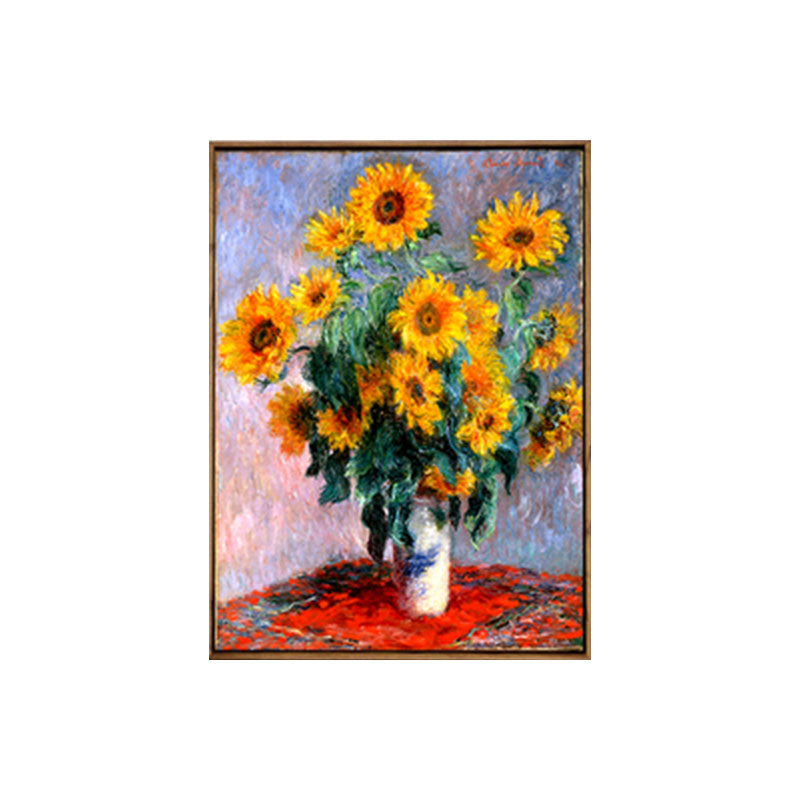 Yellow Sunflower Vase Painting Still Life Traditional Textured Canvas Wall Art for Bedroom Clearhalo 'Art Gallery' 'Canvas Art' 'Traditional' Arts' 1655748