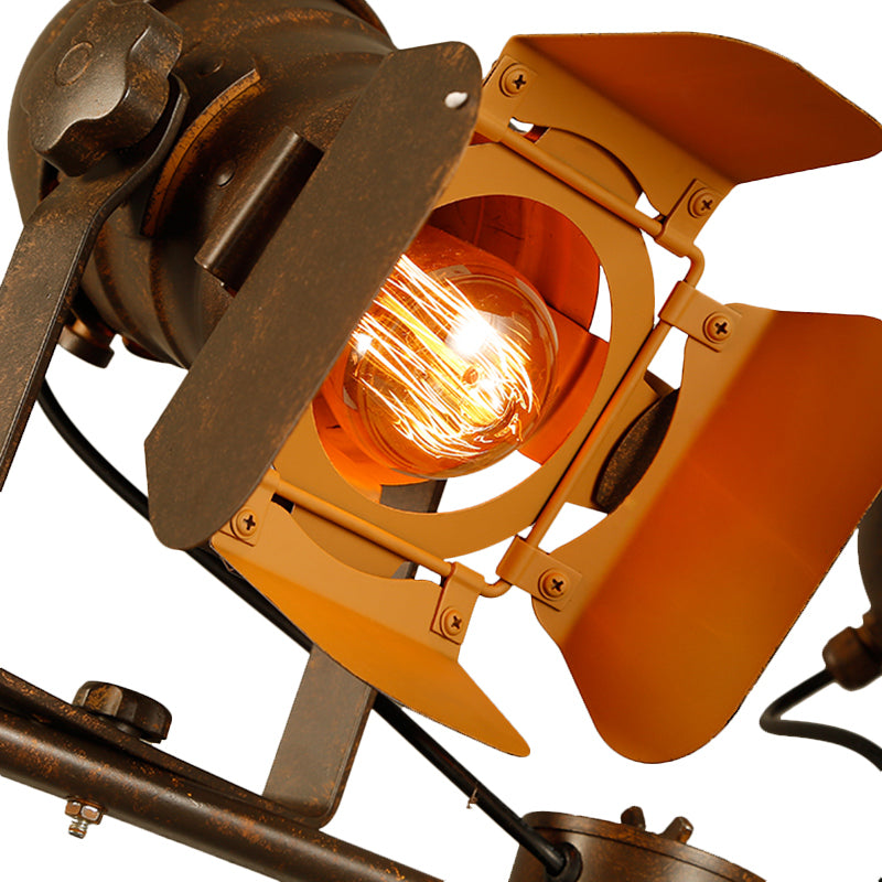Antique Stylish Tripod Standing Floor Lamp 1/2-Light Metallic Rotatable Floor Light in Dark Rust for Living Room Clearhalo 'Floor Lamps' 'Lamps' Lighting' 165575