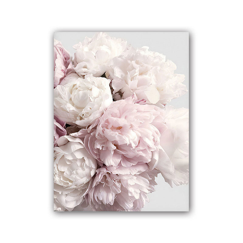 Romantic Peony Blossom Canvas for Bedroom Flower Print Wall Art Decor in Pastel Color Clearhalo 'Arts' 'Canvas Art' 1655806