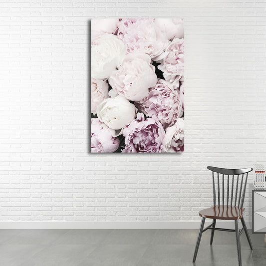 Romantic Peony Blossom Canvas for Bedroom Flower Print Wall Art Decor in Pastel Color Clearhalo 'Arts' 'Canvas Art' 1655812