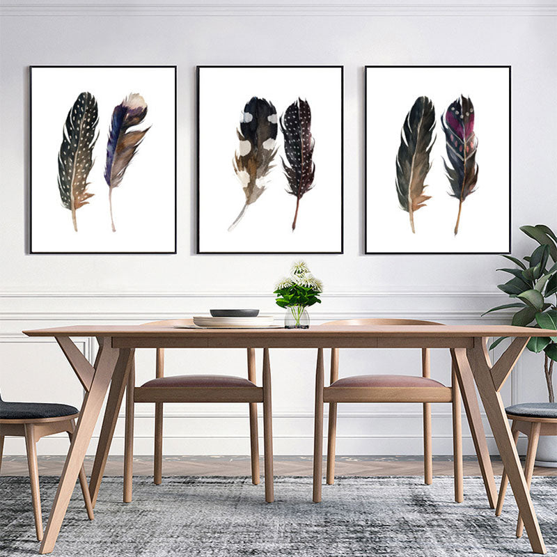 Black Feathers Wall Art Textured Surface Minimalism Dining Room Canvas Print Black One Set Clearhalo 'Art Gallery' 'Canvas Art' 'Contemporary Art Gallery' 'Contemporary Art' 'Minimalism' 'Minimalist Art Gallery' 'Scandinavian' Arts' 1655814