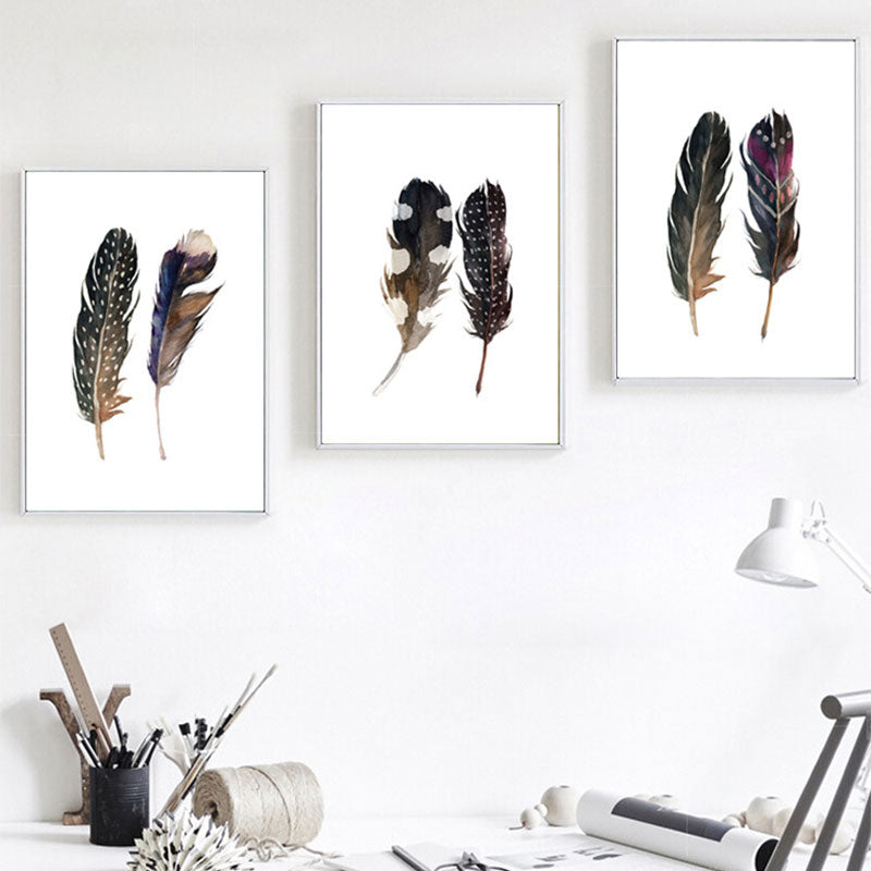 Black Feathers Wall Art Textured Surface Minimalism Dining Room Canvas Print Clearhalo 'Art Gallery' 'Canvas Art' 'Contemporary Art Gallery' 'Contemporary Art' 'Minimalism' 'Minimalist Art Gallery' 'Scandinavian' Arts' 1655816