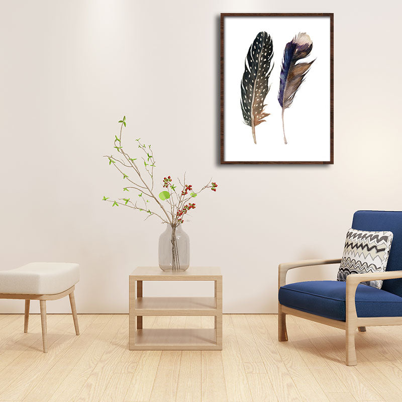 Black Feathers Wall Art Textured Surface Minimalism Dining Room Canvas Print Clearhalo 'Art Gallery' 'Canvas Art' 'Contemporary Art Gallery' 'Contemporary Art' 'Minimalism' 'Minimalist Art Gallery' 'Scandinavian' Arts' 1655823