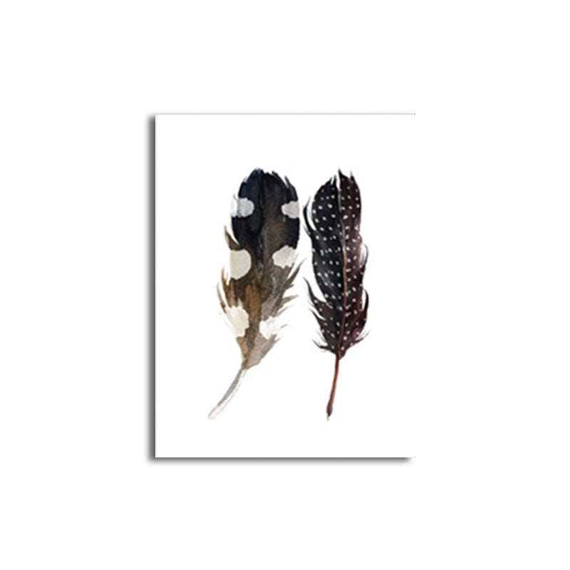 Black Feathers Wall Art Textured Surface Minimalism Dining Room Canvas Print Clearhalo 'Art Gallery' 'Canvas Art' 'Contemporary Art Gallery' 'Contemporary Art' 'Minimalism' 'Minimalist Art Gallery' 'Scandinavian' Arts' 1655828