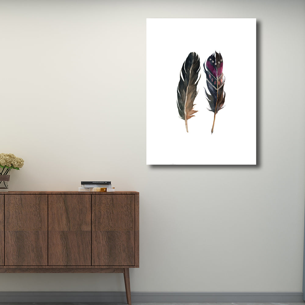Black Feathers Wall Art Textured Surface Minimalism Dining Room Canvas Print Clearhalo 'Art Gallery' 'Canvas Art' 'Contemporary Art Gallery' 'Contemporary Art' 'Minimalism' 'Minimalist Art Gallery' 'Scandinavian' Arts' 1655831