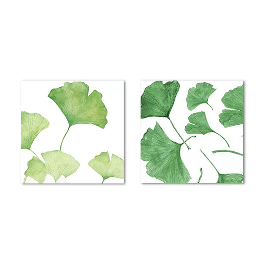 Ginkgo Leaf Painting Wall Art Green Canvas Wall Decoration for Home, Set of 2 Clearhalo 'Art Gallery' 'Canvas Art' 'Country Art Gallery' 'French Country' 'Rustic' Arts' 1655856