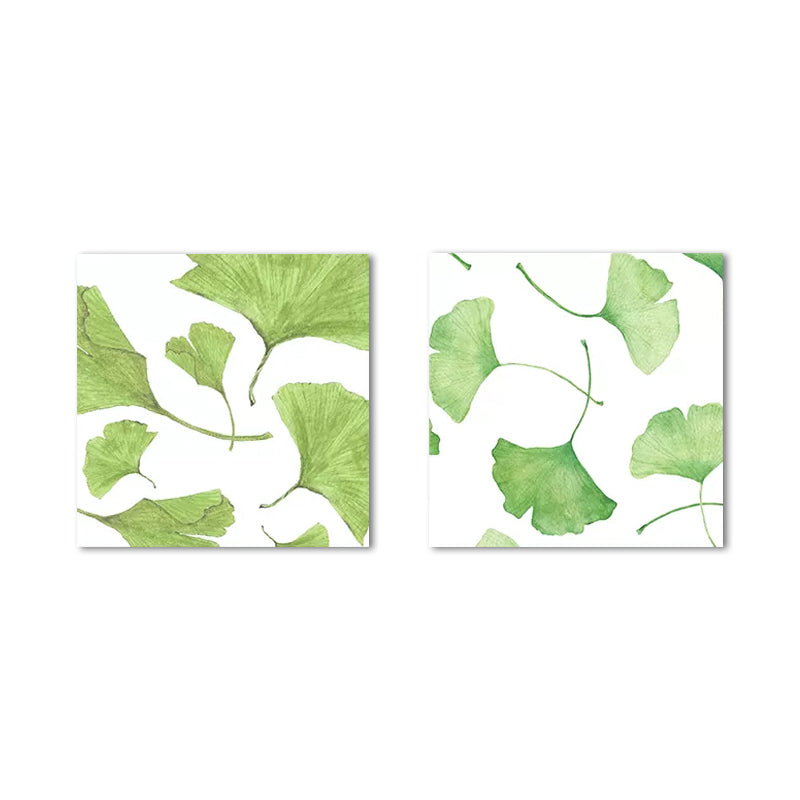 Ginkgo Leaf Painting Wall Art Green Canvas Wall Decoration for Home, Set of 2 Clearhalo 'Art Gallery' 'Canvas Art' 'Country Art Gallery' 'French Country' 'Rustic' Arts' 1655862