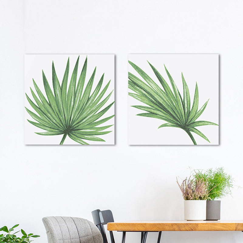 Farmhouse Fan Palm Leaves Canvas Green Tropix Plant Wall Art Set for Living Room Clearhalo 'Art Gallery' 'Canvas Art' 'Country Art Gallery' 'French Country' 'Rustic' Arts' 1655866